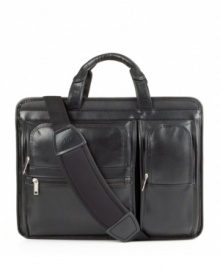 Two compartments are better than one. This handsome over-the-shoulder carry case, constructed of supple full-grain cowhide leather, features a spacious main compartment with accordion file for document organization and a padded area to protect your laptop from everyday bumps and bruises. A set of organizer pockets line the front face for easy access to accessories and other essentials. One-year limited warranty. Two compartments are better than one. This handsome over-the-shoulder carry case, constructed of supple full-grain cowhide leather, features a spacious main compartment with accordion file for document organization and a padded area to protect your laptop from everyday bumps and bruises. A set of organizer pockets line the front face for easy access to accessories and other essentials. One-year limited warranty.