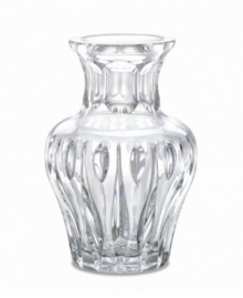 Classic milk-jug shaping with a vertical wedge-cut design, give this 6 lead crystal vase a contemporary appeal. The perfect size for a coffee-table nosegay or desktop arrangement. Classic milk-jug shaping with a vertical wedge-cut design, give this 6 lead crystal vase a contemporary appeal. The perfect size for a coffee-table nosegay or desktop arrangement.