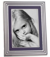 Add new elegance to beautiful memories with Vera Wang's With Love Lavender picture frame. Geometric detail lends metallic shimmer to colored enamel in a home accent that invokes modern and deco design.