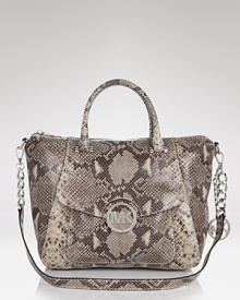 Make an exotic statement with this snake-embossed leather satchel from MICHAEL Michael Kors. In a versatile shape, this serpentine style goes from work to weekends without a sartorial slip.