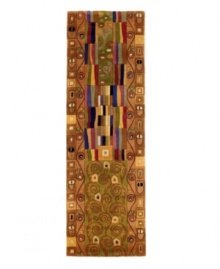 This long runner is ideal for hallways and entryways. A mesmerizing montage, this rug offsets stripes of bold color against a sea of earth-toned swirls and dots. The eye-catching design places a modern twist on twentieth-century abstract art.Hand-tufted and hand-carved of plush wool. This long runner is ideal for hallways and entryways. A mesmerizing montage, this rug offsets stripes of bold color against a sea of earth-toned swirls and dots. The eye-catching design places a modern twist on twentieth-century abstract art.Hand-tufted and hand-carved of plush wool.