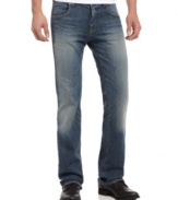 Your denim style gets an upgrade with these light-wash jeans from Armani.