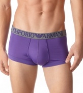 Shorten your look with these microfiber trunks that are long on style from Emporio Armani.