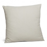 A herringbone stitch in raised, striped bands adorn this neutral-hued decorative pillow.