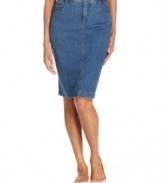 A crisp pencil skirt rendered in stretchy denim is a summery essential from Charter Club!