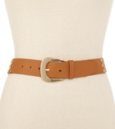 Create a new style foundation with this classic pebbled leather belt from MICHAEL Michael Kors. Industrial hardware at the sides add a modern touch.