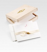 An original Charles Fradin shoe illustration is hand-pressed on cotton card stock to add a decidedly fashionable touch to your next thoughtful note. 18 cards housed in a gold-stamped wood box High-quality cotton card stock Box: 7W X 2H X 5½L Cards: 6¾W X 4½H Made in USA 