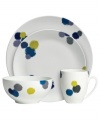 Vera Wang brings new excitement to white bone china with the tie dye-inspired Ikat pattern from her collection of Wedgwood dinnerware. The dishes have splashes of indigo blue, citron and lavender that dress up the smooth, seamless place settings for a look that's sleek and modern yet refreshingly playful.