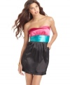 Ali & Kris' colorblocked dress is oh-so-fun ... pair the satin sheath with stacked heels and party the night away!