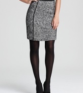 With a heightened hemline and slimming piping, this DKNY pencil skirt makes classic tweed look effortlessly cool.