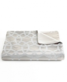 A striking pattern of interlocking, icy blue rings on a lustrous oyster background gives this satiny duvet cover from Hotel Collection a refined, ultra-modern look. Button closure. (Clearance) A striking pattern of interlocking, icy blue rings on a lustrous oyster background gives this satiny duvet cover from Hotel Collection a refined, ultra-modern look. Button closure. (Clearance)