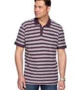 Comfortable and just the right amount of casual means this striped polo shirt from Alfani is perfect for everyday style.