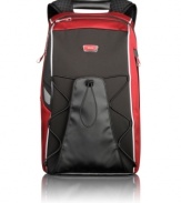 In a race of its own-Tumi and Ducati partner to change the face of backpacks with this sleek and innovative design. Travel on the fast track demands sophisticated, innovative and bold solutions, which this waterproof, fully-stocked bag puts on the map. A front panel with adjustable straps keeps tabs on your helmet or jacket, while the comfortable, adjustable shoulder straps and chest strap put comfort in first place. 5-year warranty.