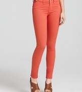 J Brand Jeans - Mid Rise Luxe Twill Skinny Jeans in Tangerine