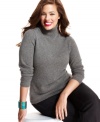 Indulge in the luxurious touch of Charter Club's plus size cashmere turtleneck-- it makes a perfect gift!