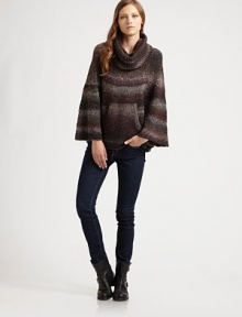 Chunky knit cowlneck in a trend-forward ombré pattern with chic cape sleeves. CowlneckLong cape sleevesSplit kangaroo pocket70% acrylic/30% woolDry cleanImportedModel shown is 5'9½ (176cm) wearing US size 4.