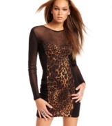 Baby Phat delivers screen-siren style with a hot, night-out dress that features animal-print panels and super-sexy mesh insets.