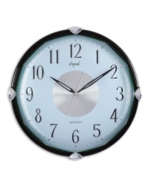 Combining a sleek aluminum dial and translucent green case, this contemporary wall clock gets you there on time and in style. With glass dome and soundless, tick-tock-free movement by Opal Clocks. Combining a sleek aluminum dial and translucent green case, this contemporary wall clock gets you there on time and in style. With glass dome and soundless, tick-tock-free movement by Opal Clocks.