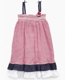 Show off her patriotic side throughout the season with this comfy dress from Osh Kosh. Show off her patriotic side throughout the season with this comfy dress from Osh Kosh.
