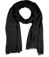 With a heavier weight cashmere and contemporary fringed edges, Jil Sanders black scarf is a luxe way to polish your look - Allover fringed edges - Wear over a leather jacket, white button-down and tailored ankle trousers