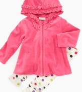Trendy and chic velour ruffle hoodie by First Impressions.
