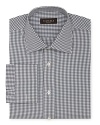 Canali Grey Gingham Check Dress Shirt - Slim Fit