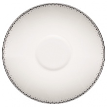 Encircled by scallops and cascading platinum dots, Dentelle brings to mind the exquisitely finished hems of Moniques couture bridal gowns. An accent plate with a full border in soft pearlescent gray casts a subtle shimmer. The refined border design, together with its modern color palette and finish, make this pattern as versatile as it is beautiful. Encircled by scallops and cascading platinum dots, Dentelle brings to mind the exquisitely finished hems of Moniques couture bridal gowns. An accent plate with a full border in soft pearlescent gray casts a subtle shimmer. The refined border design, together with its modern color palette and finish, make this pattern as versatile as it is beautiful.