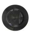 Dining in looks more like a night out with the posh restaurant style of this charger plate from Jay Imports' collection of serveware and serving dishes. A starburst design adds dimension to tinted black glass for luxe, modern allure.