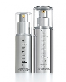 The world is full of skin-damaging assaults and free radicals, unleashed by the sun and the environment. Put up your guard and help protect your skin with PREVAGE(r), delivering Idebenone, the most powerful antioxidant* with an EPF(r) rating of 95.Boost your fight against the visible signs of aging by teaming up the protective benefits of new PREVAGE(r) Face and PREVAGE(r) Day. When used together, consumers reported dramatic results:**94% improvement in the texture of dry, sun-damaged skin 94% enhanced radiance, tone and clarityThis high performance set contains NEW PREVAGE(r) Face, 1 fl. oz. and PREVAGE(r) Day, 1 fl. oz.Proof... not promises.(tm)Elizabeth Arden*When compared to alpha lipoic acid, kinetin, vitamin C, vitamin E andcoenzyme Q10.**As reported in a consumer test on PREVAGE(r) Face and PREVAGE(r) Dayby 49 women aged 25-65 after 4 weeks.