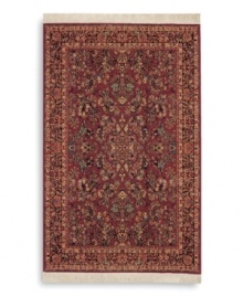 Richly detailed and deeply colored, the exotic floral motif of this rug made its debut in twentieth-century America and has remained a favorite. Individual skein-dyeing imparts a jewel-tone clarity to the rich red, green and ivory palette. A patented wash process creates a soft vintage finish faithful to the craftsmanship of the original. Woven in the USA of premium fully worsted New Zealand wool. Richly detailed and deeply colored, the exotic floral motif of this rug made its debut in twentieth-century America and has remained a favorite. Individual skein-dyeing imparts a jewel-tone clarity to the rich red, green and ivory palette. A patented wash process creates a soft vintage finish faithful to the craftsmanship of the original. Woven in the USA of premium fully worsted New Zealand wool.