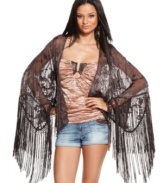 Urban style gets a boho boost with this super-fringed bed jacket from Baby Phat!