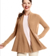 Charter Club updates the classic cashmere sweater with this cardigan. Ribbed knit and an open front creates a swingy silhouette for a modern look.