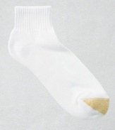 The gold standard for the pampered foot. It's a soft, breathable sock with a short rise that absorbs sweat and keeps feet cool and dry. Cushioned bottoms and gold panel at toe. Six-pair pack offers terrific value and convenience.