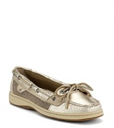 Glitzy in gold, these fabric-trimmed Sperry Top-Siders exude laid-back glamour.