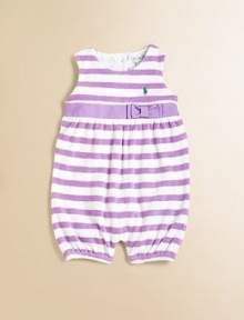 Bold stripes and a grosgrain ribbon belt lend a playful, preppy look to a cozy terry cloth shortall.JewelneckSleevelessBack buttonsBottom snapsElastic hem90% cotton/10% polyesterMachine washImported Please note: Number of buttons and snaps may vary depending on size ordered. Bold stripes and a grosgrain ribbon belt lend a playful, preppy look to a cozy terry cloth shortall.JewelneckSleevelessBack buttonsBottom snapsElastic hem90% cotton/10% polyesterMachine washImported Please note: Number of buttons and snaps may vary depending on size ordered.