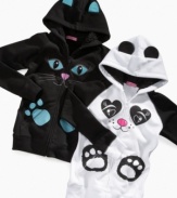 Push paws on a boring look with one of these fleece hoodies from Heart Soul, which let her dress up with the cute, cozy look of her favorite animal.