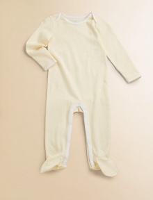 This essential one-piece ensemble is rendered in soft, striped cotton jersey.Ribbed envelope necklineLong sleevesBottom snapsCottonMachine washImported Please note: Number of snaps may vary depending on size ordered. 