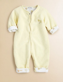 Crafted in plush sherpa, this cute, cozy one-piece reverses to reveal an owl print.CrewneckLong sleevesFront snapsBottom snapsReverse: Pima cottonSherpa: 80% cotton/20% polyesterMachine washImported Please note: Number of snaps may vary depending on size ordered. Crafted in plush sherpa, this cute, cozy one-piece reverses to reveal an owl print.CrewneckLong sleevesFront snapsBottom snapsReverse: Pima cottonSherpa: 80% cotton/20% polyesterMachine washImported Please note: Number of snaps may vary depending on size ordered.