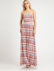 For a casual-cool spring look that is sure to turn heads, this floor-sweeping maxi dress in a bold, vibrant print is the perfect choice. StraplessBuilt-in bra for added supportBanded elastic waistAllover graphic printAbout 62 from natural waist92% modal/8% spandexDry cleanMade in USAModel shown is 5'9 (176cm) wearing US size Small. For a casual-cool spring look that is sure to turn heads, this floor-sweeping maxi dress in a bold, vibrant print is the perfect choice. StraplessBuilt-in bra for added supportBanded elastic waistAllover graphic printAbout 62 from natural waist92% modal/8% spandexDry cleanMade in USAModel shown is 5'9 (176cm) wearing US size Small.
