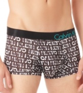 Add unique style to your underwear drawer with these cozy Glow logo trunks by Calvin Klein.