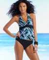 Light up the beach in this cute and comfy tankini top from Tropical Honey. A banded empire waist creates an ultra-flattering fit.