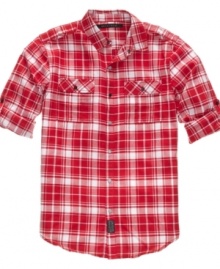 You can't get any more classic than this crisp plaid shirt from Sean John. You can't get any more classic than this crisp plaid shirt from Sean John.
