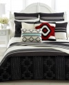 Lauren Ralph Lauren's Black Adobe knit pillow features pops of red in an eye dazzler pattern for a decidedly Southwestern flair. Reverses to solid; zipper closure.