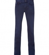 Stylish jeans in fine blue cotton are a great alternative to basic denim washes - Slim, straight cut with classic five-pocket styling - Favorite jeans for everyday - Versatile enough for all casual looks - Try with button downs, cashmere pullovers or favorite tees - Great with boots or sneaks