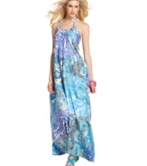 An allover mixed print brings bold summer style to this Desigual maxi dress -- perfect for a relaxed weekend look!