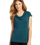 THE LOOKDraped necklineCap sleevesTHE FITAbout 23 from shoulder to hemTHE MATERIALViscose/spandexCARE & ORIGINDry cleanImportedModel shown is 5'10 (177cm) wearing US size Small.This item was originally available for purchase at Saks Fifth Avenue OFF 5TH stores. 