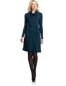 THE LOOKDraped collarFront zip closureTie waistTHE FITAbout 38 from shoulder to hemTHE MATERIAL76% viscose/17% wool/7% nylonFully linedCARE & ORIGINDry cleanImportedModel shown is 5'10 (177cm) wearing US size 4. 