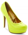 Shoes this cute? It must be fate. Put some neon in your look with the bright colors of Baby Phat's Chance platform pumps.