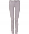 Tinted in an edgy shade of pale silver grey, Twenty8twelves super skinny jeans are an essential staple for Downtown-cool looks - Modern five-pocket style, zip fly, button closure, white stitching, belt loops - Extra form-fitting - Pair with oversized knits and chunky biker boots