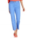 These slimming pants from Charter Club come in a variety of go-with-anything colors and feature a faux belt with hardware  for an elevated touch.